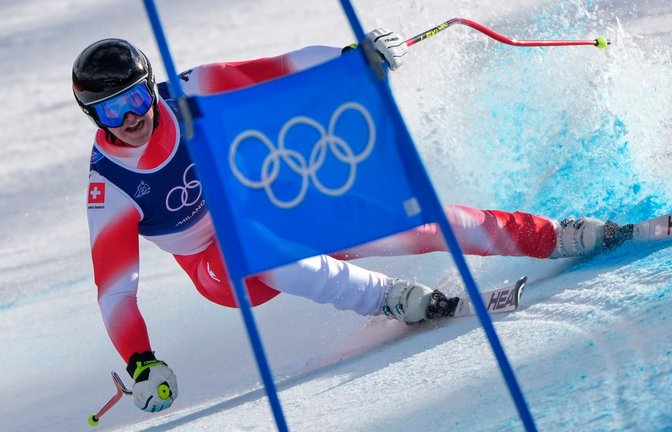 Franjo von Allmen ist im Super-G zu seiner dritten Goldmedaille gerast.<span class='image-autor'>Foto: John Locher/AP/dpa</span>