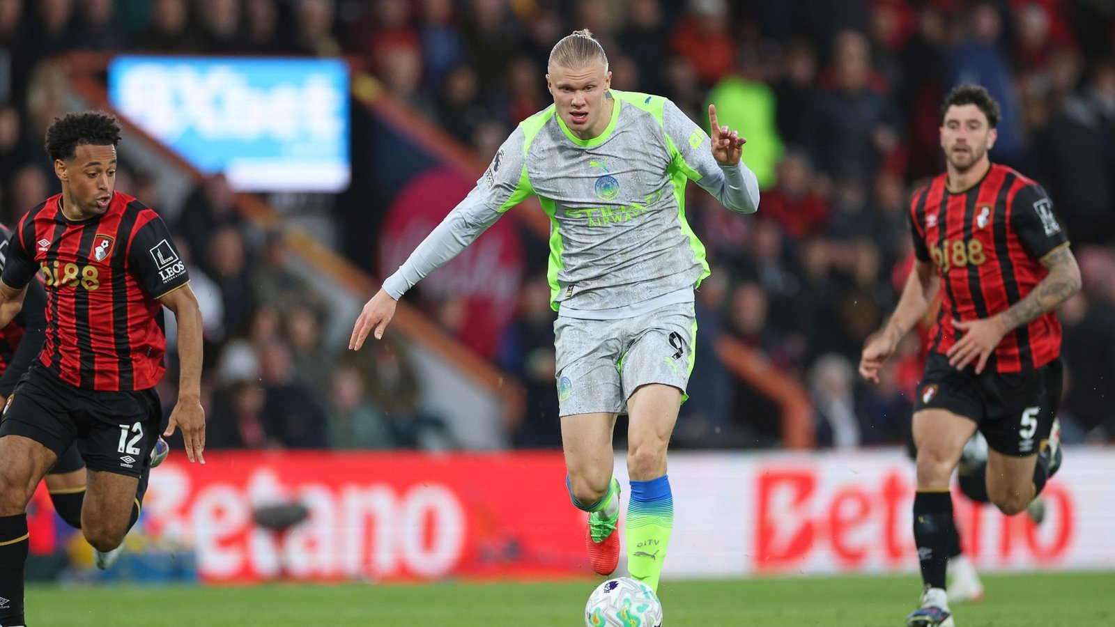 Man-City-Stürmer Erling Haaland blieb beim AFC Bournemouth glücklos.Foto: Ian Walton/AP/dpa Man-City-Stürmer Erling Haaland blieb beim AFC Bournemouth glücklos.Foto: Ian Walton/AP/dpa