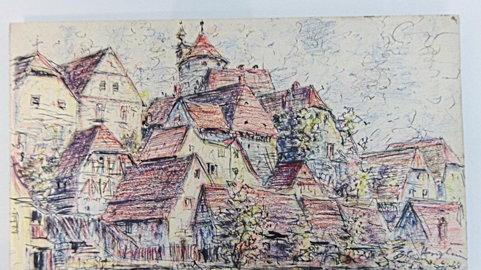 Besigheim, von der Enz aus betrachtet und gezeichnet, gehörte zu den Stationen, die Friedrich Bächle mit dem Rad ansteuerte. Fotos: Romanowski