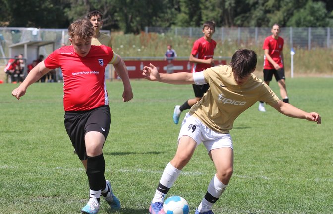 Vollen Einsatz haben die Nachwuchskicker der SG Vaihingen-Süd (goldene Trikots) beim 8. Enz-Cup im vergangenen Jahr gezeigt. <span class='image-autor'>Foto: Dittrich</span>