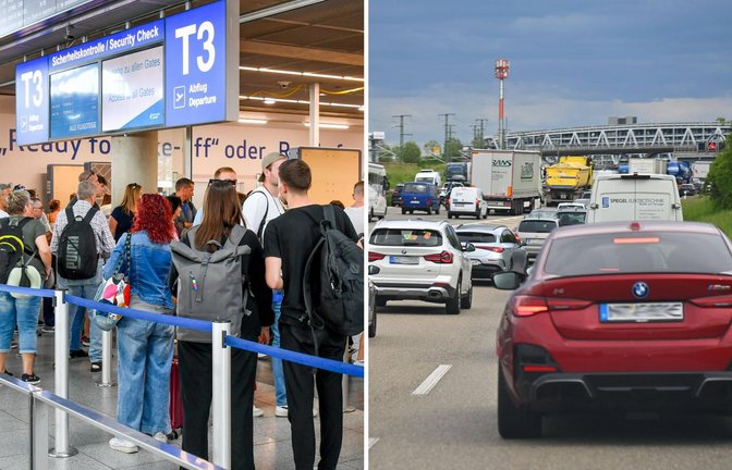 Wer in den Pfingstferien verreist, sollte etwas mehr Zeit einplanen.<span class='image-autor'>Foto: dpa/Marijan Murat & IMAGO/Sven Simon</span>
