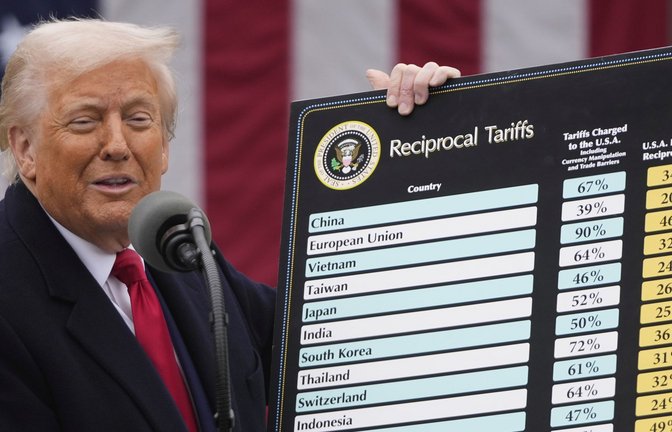 Trumps angekündigtes Zollpaket wirbelt den Welthandel und die Börsen auf – die EU berät Gegenmaßnahmen.<span class='image-autor'>Foto: AP/Mark Schiefelbein</span>