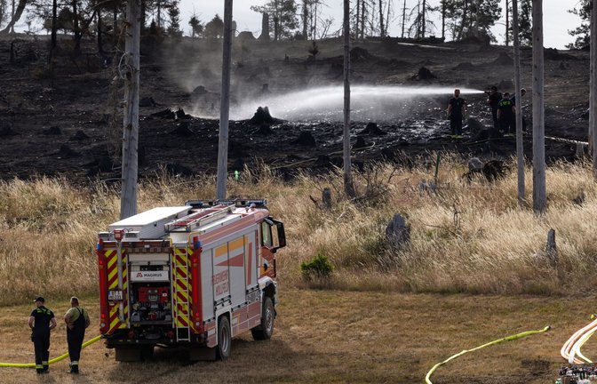 Feuerwehrleute beim Einsatz in Thüringen: Lange spielte das Thema Waldbrand auch in der Ausbildung keine Rolle.<span class='image-autor'>Foto: Michael Reichel/dpa</span>