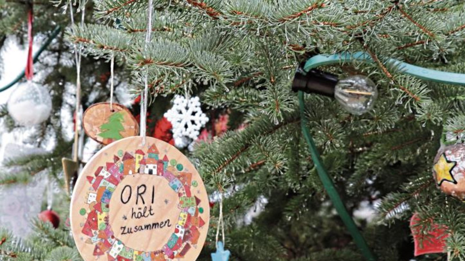 Die Botschaft einer Oberriexinger Familie lacht bunt von Holzscheiben. Fotos: Gergen Die Botschaft einer Oberriexinger Familie lacht bunt von Holzscheiben. Fotos: Gergen