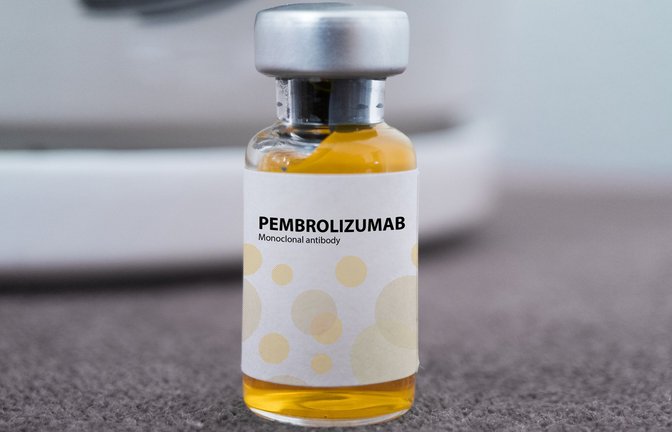 Ein Fläschen des Krebsmedikaments Keytruda, das Pembrolizumab enthält, ein zur Immuntherapie eingesetzten monoklonalen Antikörper.<span class='image-autor'>Foto: Imago/Pond5 Images</span>
