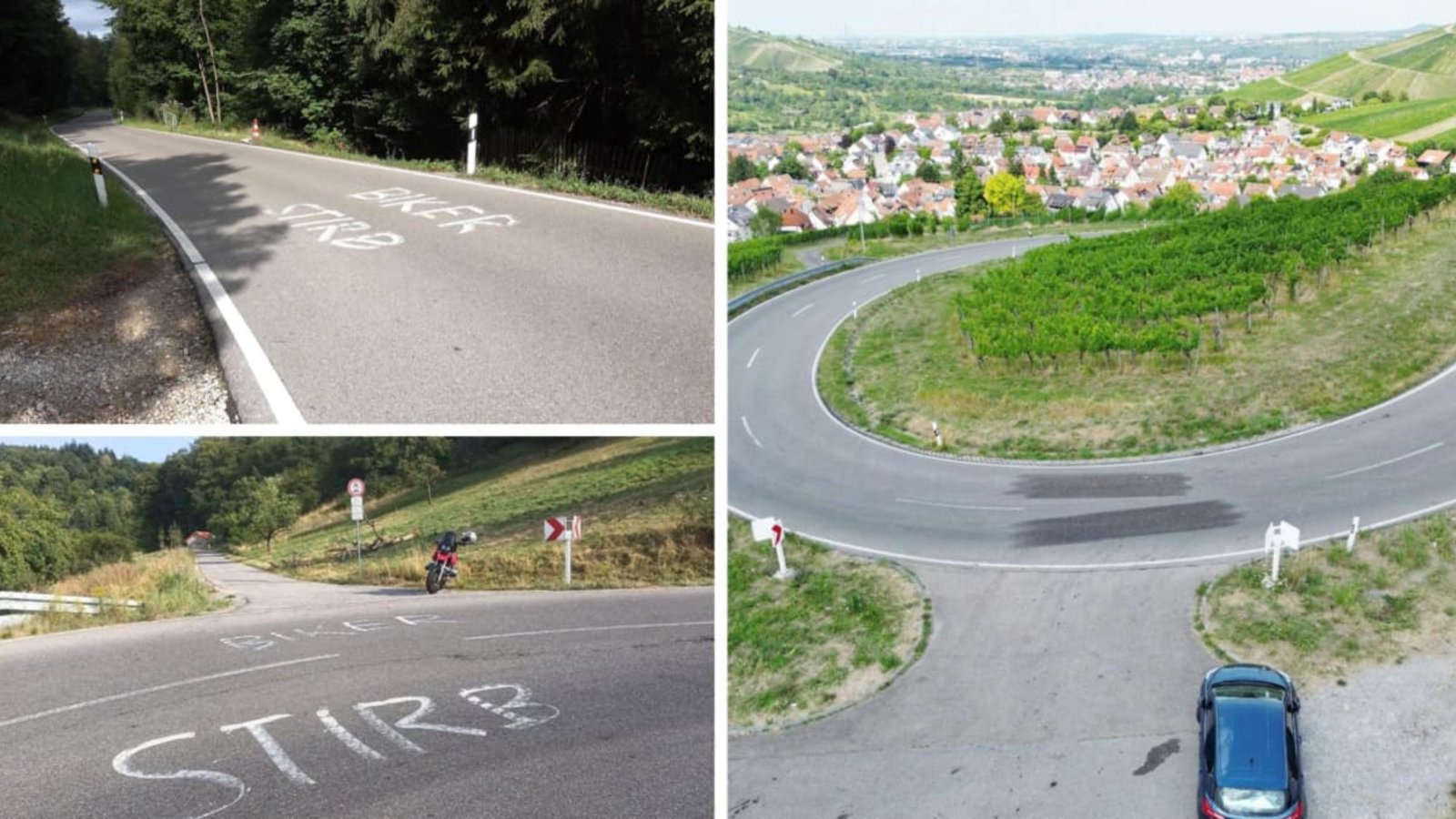 An verschiedenen Stellen im Rems-Murr-Kreis sind auf bei Motorradfahrern beliebten Strecken Hassparolen auf die Straße geschmiert worden. Die meisten sind von den Straßenmeistereien rasch beseitigt worden.Blaulichtzentrale/Kevin Lermer
