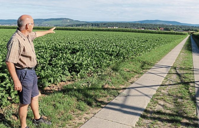 Hans-Georg Baum, Vorsitzender des Enzweihinger Albvereins, zeigt die Route Richtung Kleinglattbach. Fotos: Bögel