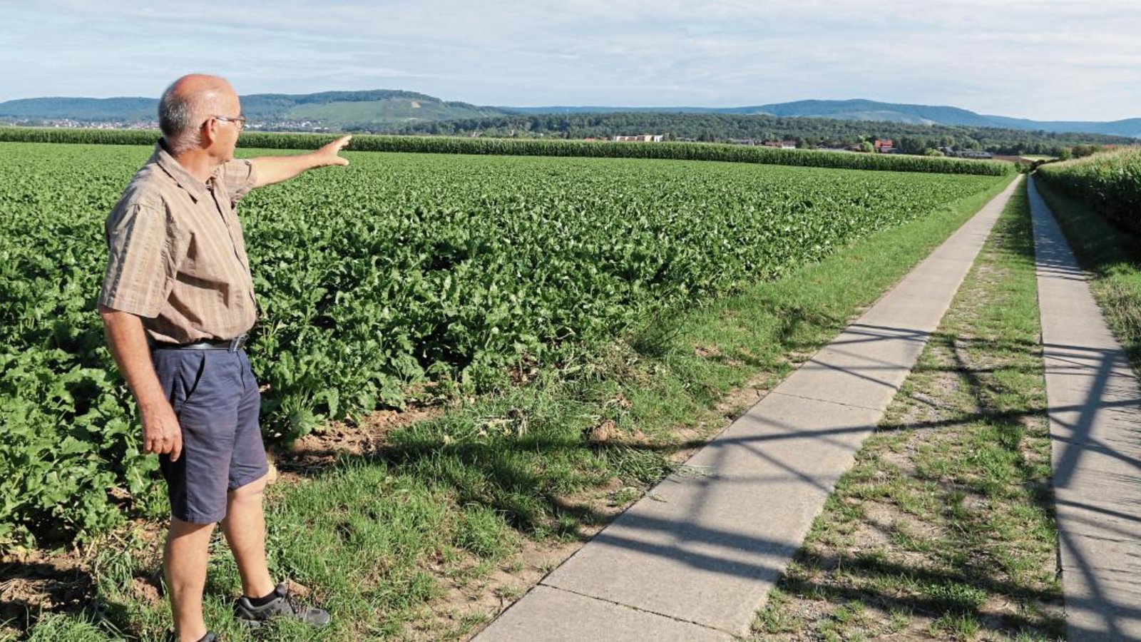 Hans-Georg Baum, Vorsitzender des Enzweihinger Albvereins, zeigt die Route Richtung Kleinglattbach. Fotos: Bögel
