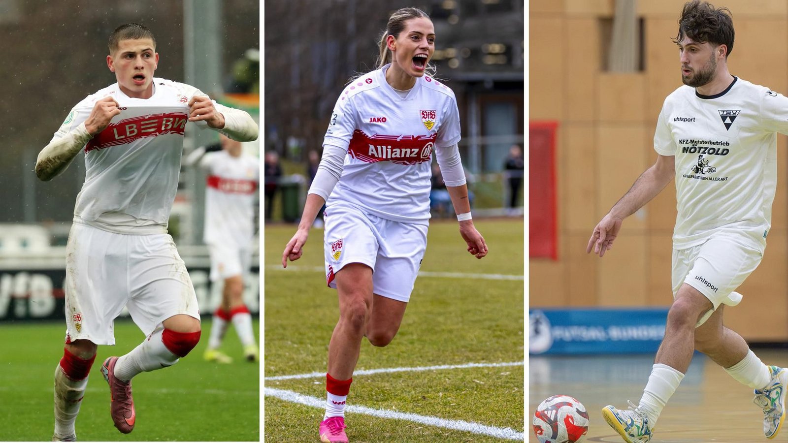Enis (VfB, U 19), Dafina (VfB, Frauen), Hajrulla Redzepi (TSV Weilimdorf, Futsal/v.li.).Foto: IMAGO/Sportfoto Rudel; IMAGO/Beautiful Sports; Sören Herl/TSVW Enis (VfB, U 19), Dafina (VfB, Frauen), Hajrulla Redzepi (TSV Weilimdorf, Futsal/v.li.).Foto: IMAGO/Sportfoto Rudel; IMAGO/Beautiful Sports; Sören Herl/TSVW