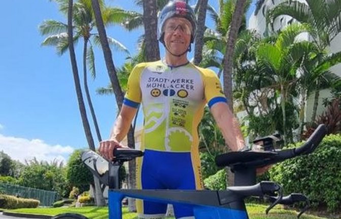 Unter den Palmen von Hawaii hat Thomas Fritsch in den vergangenen Tagen trainiert, um für den Wettbewerb heute fit zu sein. <span class='image-autor'>Foto: privat</span>