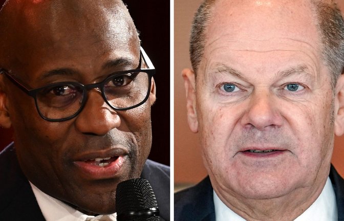 Wegen einer Äußerung gegen den Berliner CDU-Politiker Joe Chialo (l.) sieht sich Bundeskanzler Olaf Scholz (SPD) mit Rassismusvorwürfen konfrontiert.<span class='image-autor'>Foto: dpa/Soeren Stache</span>