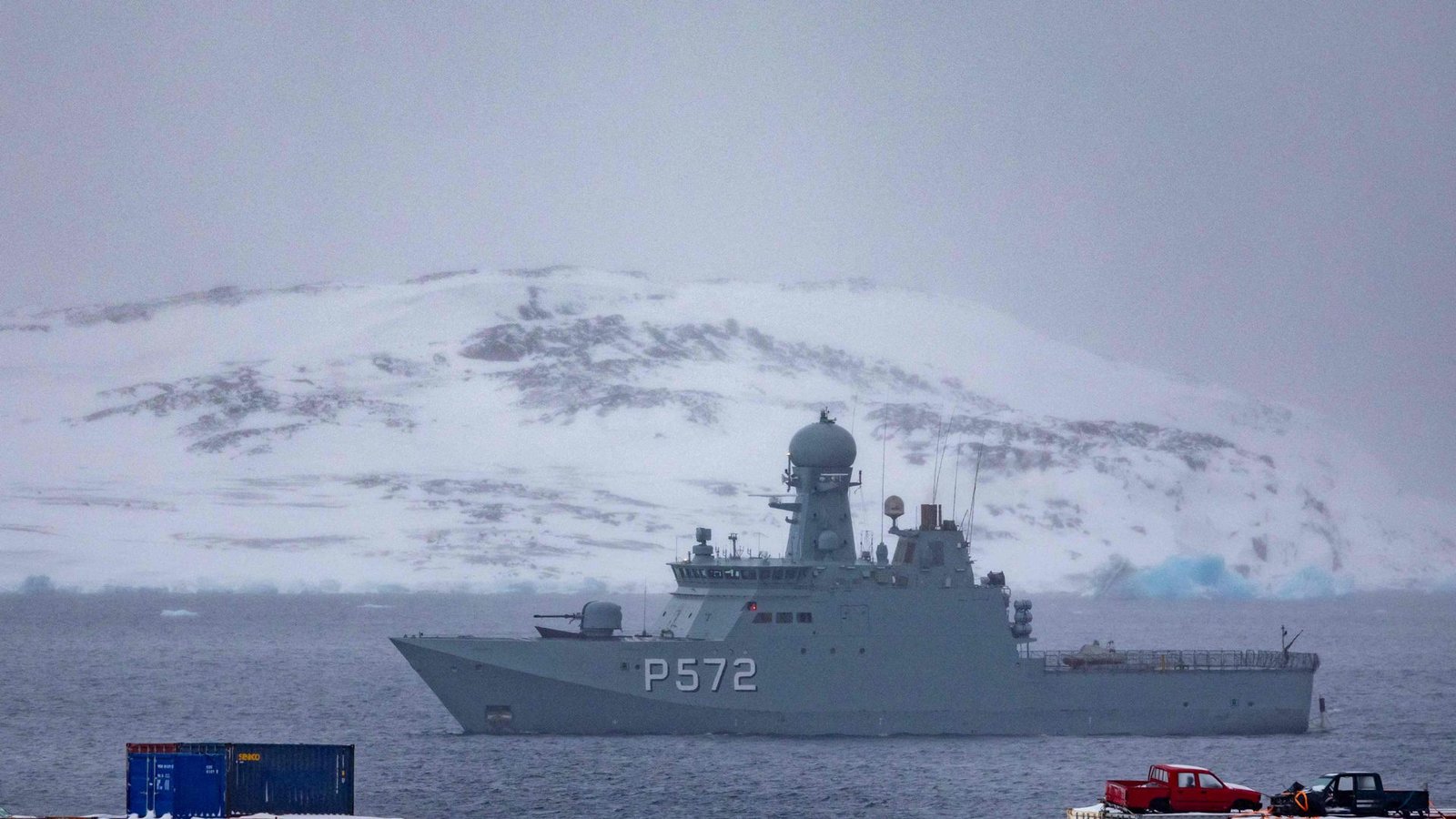 Dänemarks Kriegsschiff in Grönland wird sich den USA kaum entgegenstellen.Foto: AFP Dänemarks Kriegsschiff in Grönland wird sich den USA kaum entgegenstellen.Foto: AFP