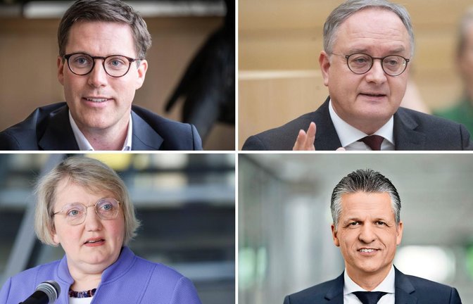 CDU-Landeschef Manuel Hagel, SPD-Landeschef Andreas Stoch, sowie die parlamentarischen Geschäftsführer Katja Mast (SPD) und Thorsten Frei (CDU) verhandeln den Koalitionsvertrag mit.<span class='image-autor'>Foto: IMAGO/Achim Zweygarth/IMAGO/Achim Zweygarth</span>