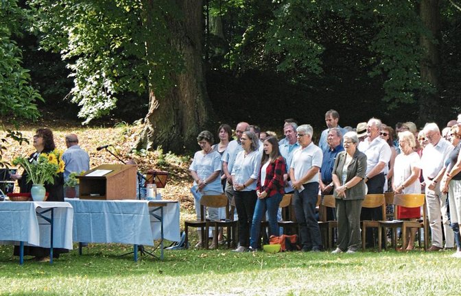 Zahlreiche Besucher feierten gestern einen Open-Air-Gottesdienst im Schlosspark.  Fotos: Friedrich