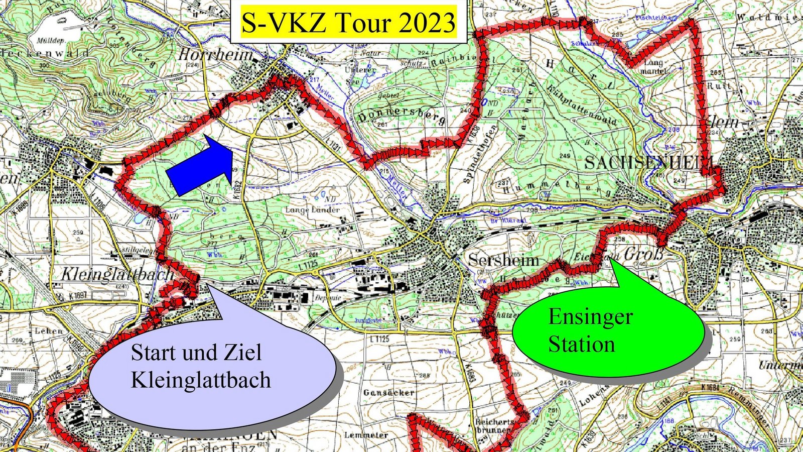 Die Strecke der Radler bei der S-VKZ-Tour am Samstag.  Karte: Jürgen Rebstock