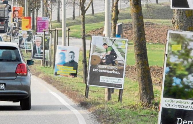 Noch drei Wochen bis zum großen Wahltag. Ob die Plakatflut (hier an der Neuen Bahnhofstraße in Vaihingen) was bringt?  Foto: Arning