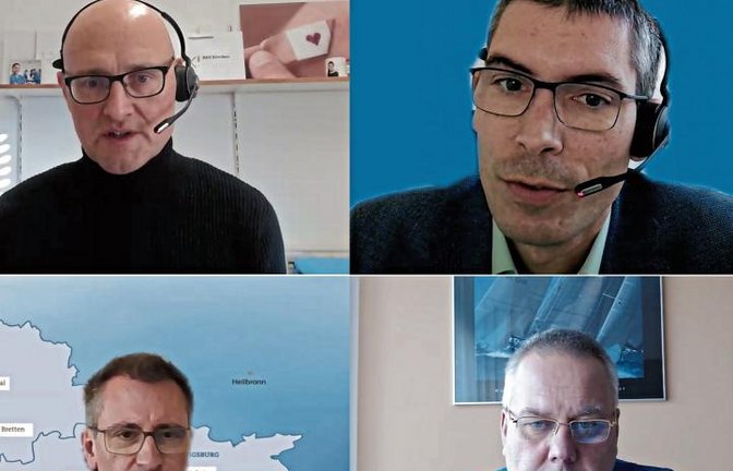 Die Lage in den Kliniken hat sich entspannt, die nächste Herausforderung steht mit Omikron aber schon bevor. Über die aktuelle Lage berichteten am Donnerstag Alexander Tsongas, Stefan Weiß, Axel Hechenberger und Götz Geldner (von oben links nach unten rechts).  Foto: Friedrich