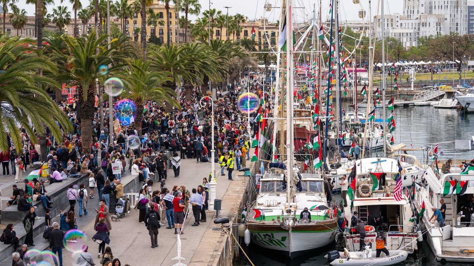 39 Boote der GSF-Flotte liefen in Barcelona aus. (Archivbild)Foto: Joan Mateu Parra/AP/dpa