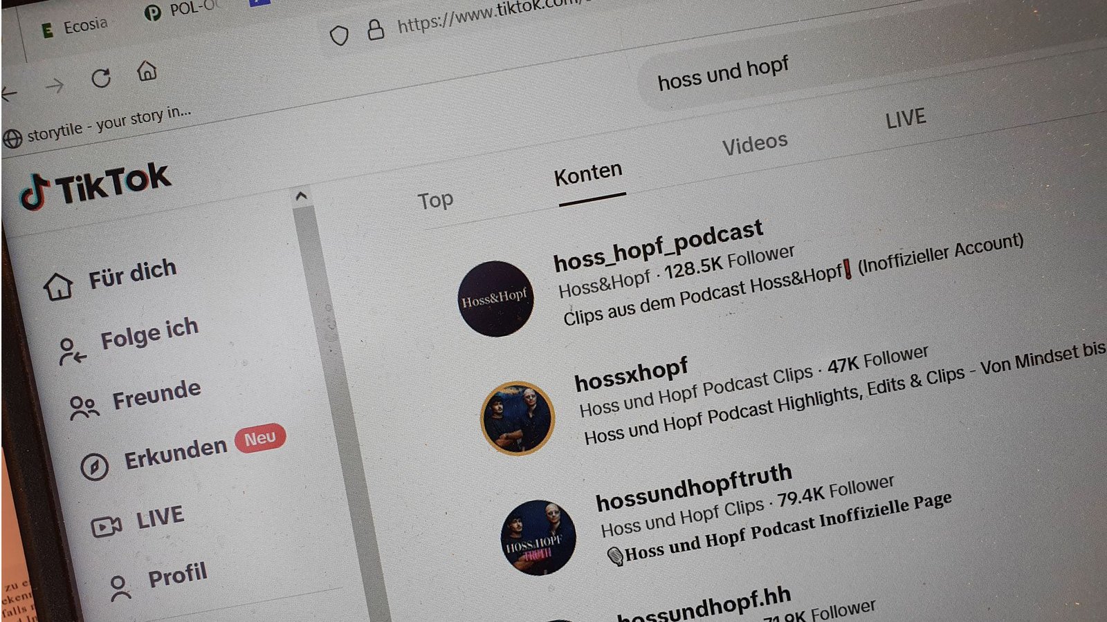 Auch nach der Kanalsperrung sind Ausschnitte von „Hoss und Hopf“ noch in großer Zahl auf Tiktok verfügbar.Foto: Eber/Wein Auch nach der Kanalsperrung sind Ausschnitte von „Hoss und Hopf“ noch in großer Zahl auf Tiktok verfügbar.Foto: Eber/Wein