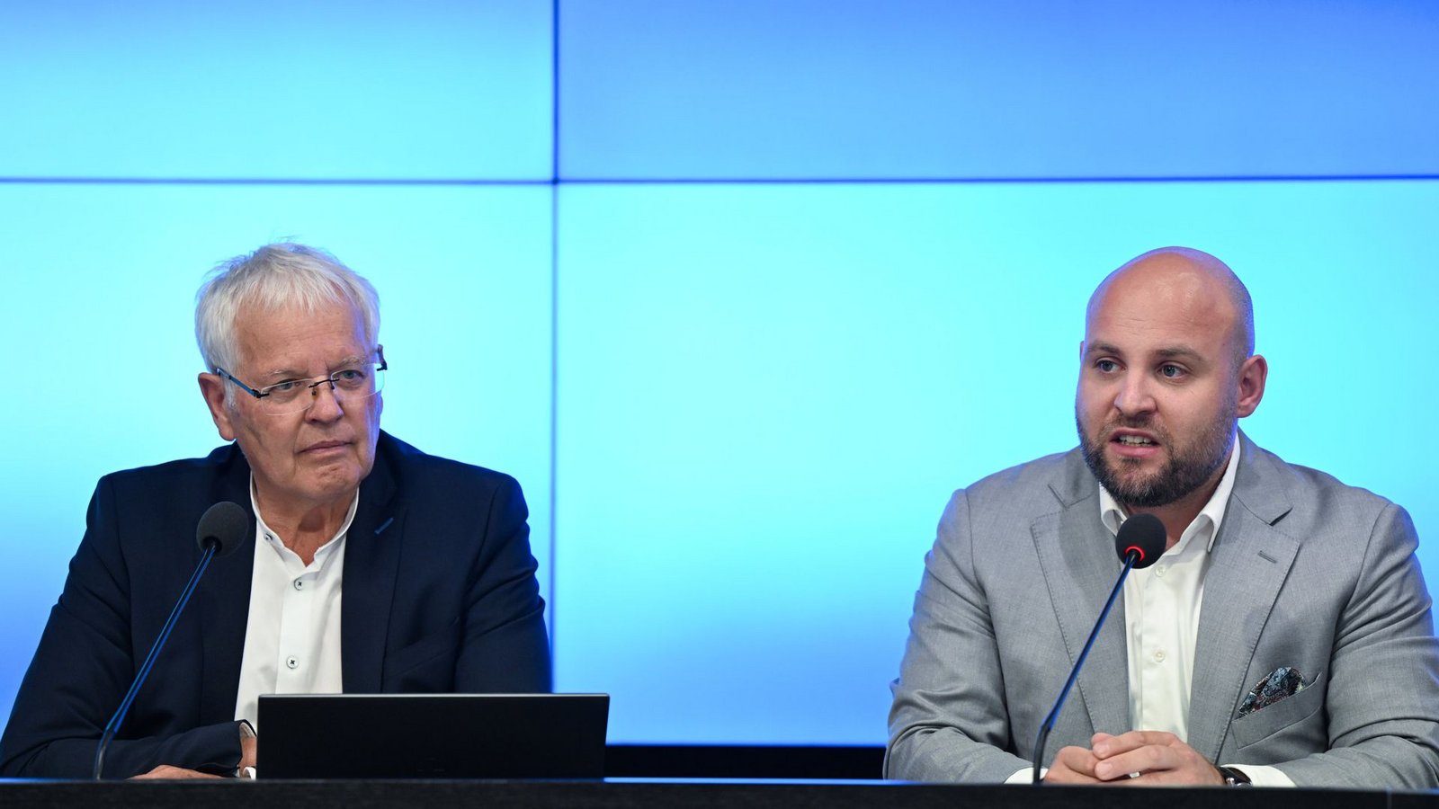 Emil Sänze und Markus Frohnmaier führen seit etwa einem Jahr den Landesverband der AfD.Foto: dpa/Bernd Weißbrod