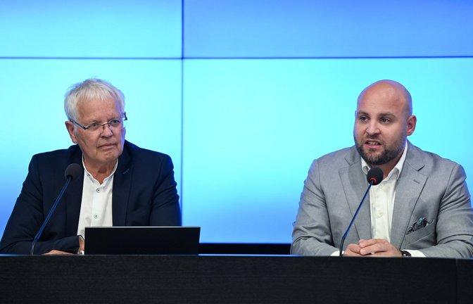 Emil Sänze und Markus Frohnmaier führen seit etwa einem Jahr den Landesverband der AfD.<span class='image-autor'>Foto: dpa/Bernd Weißbrod</span>