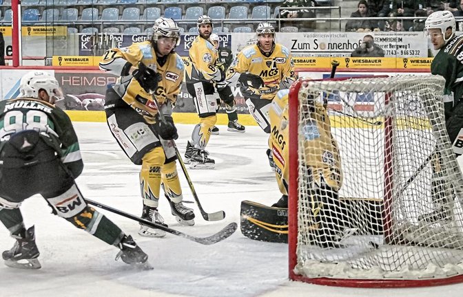 Leon Müller drückt die Scheibe zu seinem ersten Pflichtspieltor im Steelers-Trikot über die Linie. Foto: Simecek
