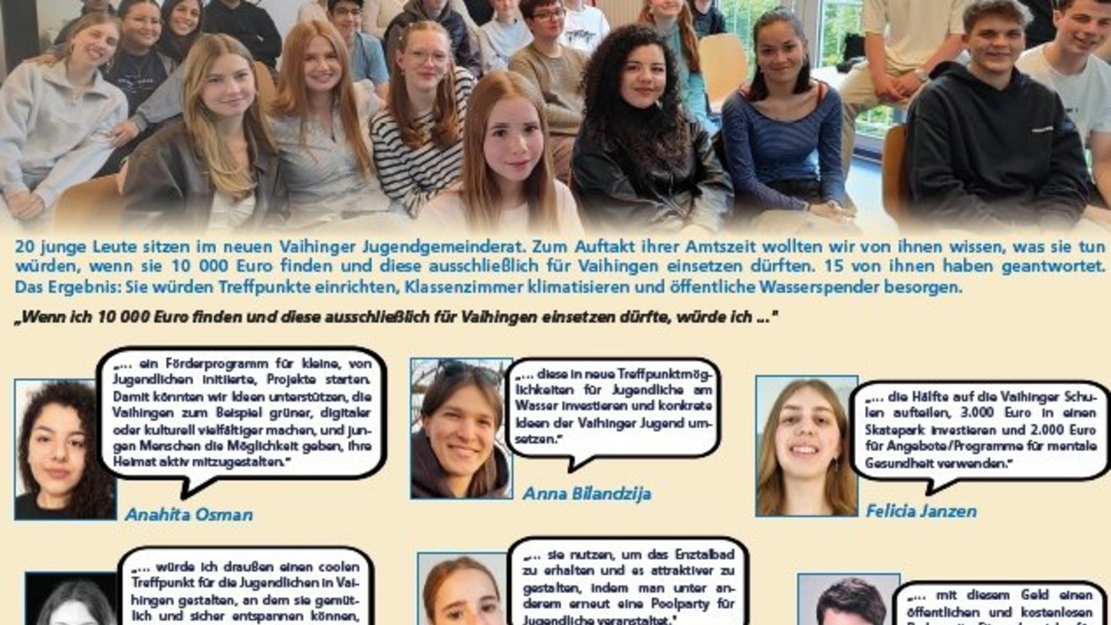 Auf der Yenz-Seite erzählen sie, was sie mit 10 000 Euro für Vaihingen tun würden. Auf der Yenz-Seite erzählen sie, was sie mit 10 000 Euro für Vaihingen tun würden.