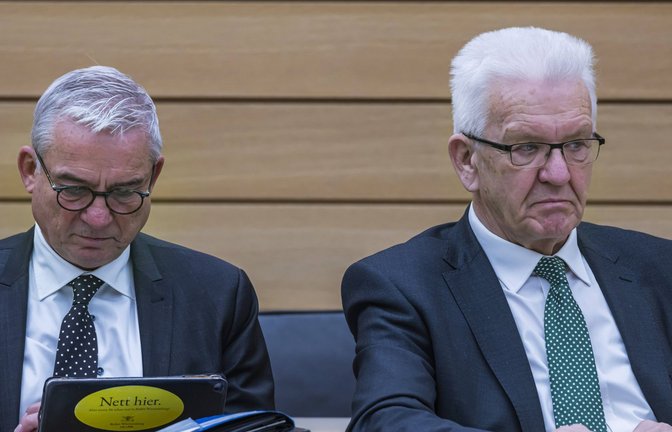 Ministerpräsident Winfried Kretschmann (Grüne) und sein Vize Thomas Strobl (CDU)  im Landtag.<span class='image-autor'>Foto: Imago/Arnulf Hettrich</span>