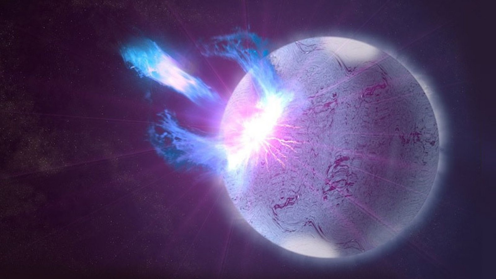 Wenn die Kruste eines Magnetars aufreißt, setzt dies große Mengen energiereicher Strahlung und Neutronen frei – und erzeugt schwere Elemente wie Gold und Platin.Foto: Wenn die Kruste eines Magnetars aufreißt, setzt dies große Mengen energiereicher Strahlung und Neutronen frei – und erzeugt schwere Elemente wie Gold und Platin.Foto: 