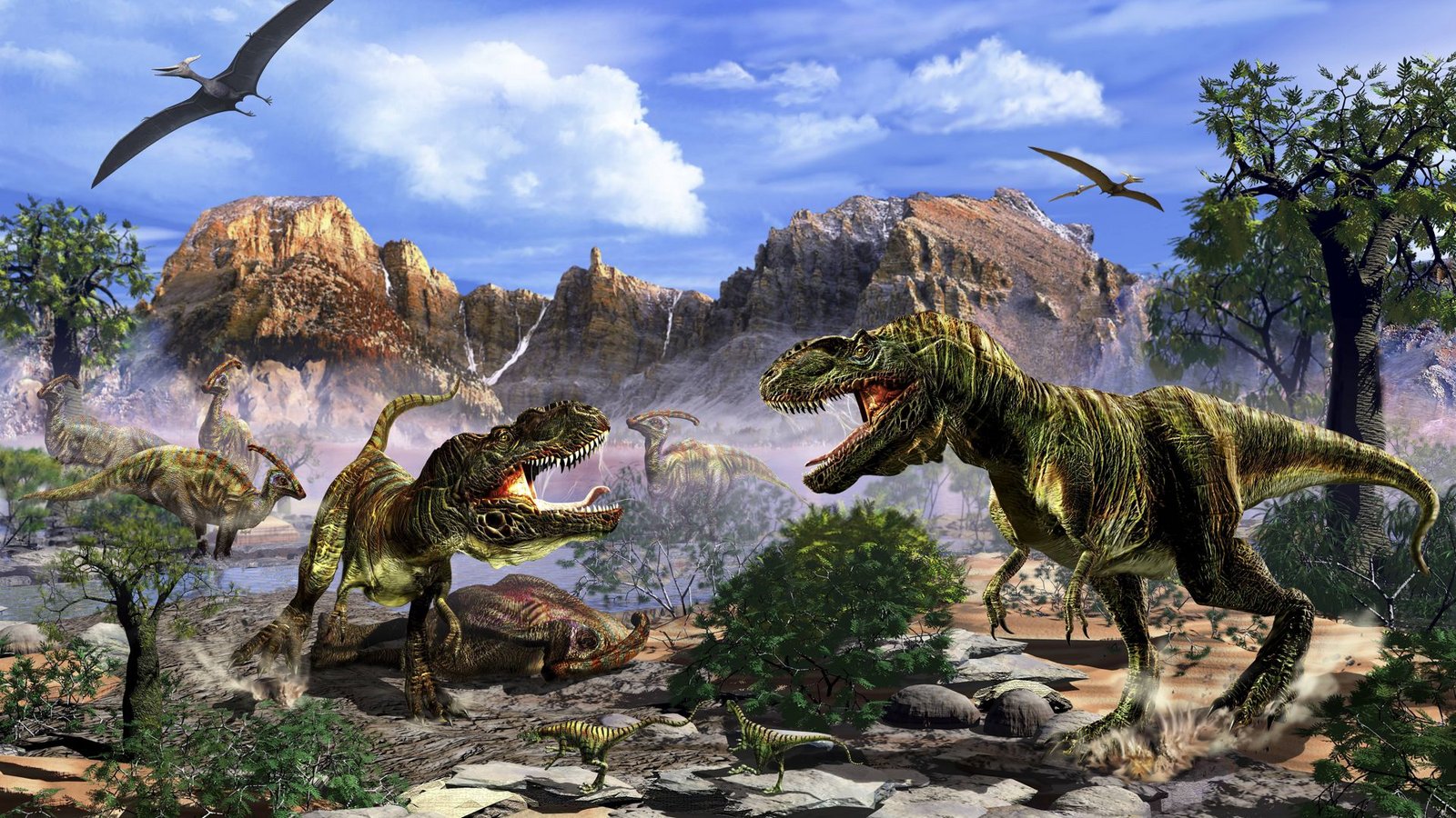 Zwei Tyrannosaurus streiten sich um Aas.Foto: Imago/StockTrek Images Zwei Tyrannosaurus streiten sich um Aas.Foto: Imago/StockTrek Images