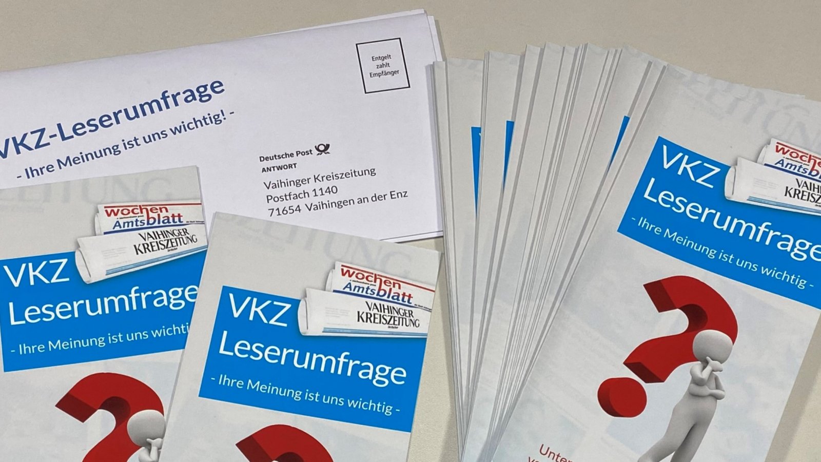Das kann sich sehen lassen: Bereits mehrere Hundert Einsendungen haben wir zu unserer VKZ-Leserumfrage erhalten. Dafür möchten wir uns bedanken. Noch bis Ende der Woche haben alle Leserinnen und Leser die Möglichkeit, uns Feedback zu geben. Als Dankeschön verlosen wir zehnmal einen gratis Abo-Monat der VKZ. Bei Fragen stehen wir gerne telefonisch unter 0 70 42 / 91 90 oder per E-Mail an marketing@vkz.de zur Verfügung. mlg