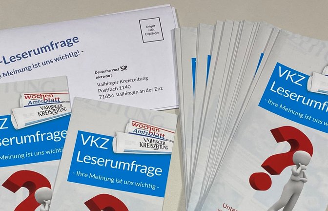 Das kann sich sehen lassen: Bereits mehrere Hundert Einsendungen haben wir zu unserer VKZ-Leserumfrage erhalten. Dafür möchten wir uns bedanken. Noch bis Ende der Woche haben alle Leserinnen und Leser die Möglichkeit, uns Feedback zu geben. Als Dankeschön verlosen wir zehnmal einen gratis Abo-Monat der VKZ. Bei Fragen stehen wir gerne telefonisch unter 0 70 42 / 91 90 oder per E-Mail an marketing@vkz.de zur Verfügung. mlg