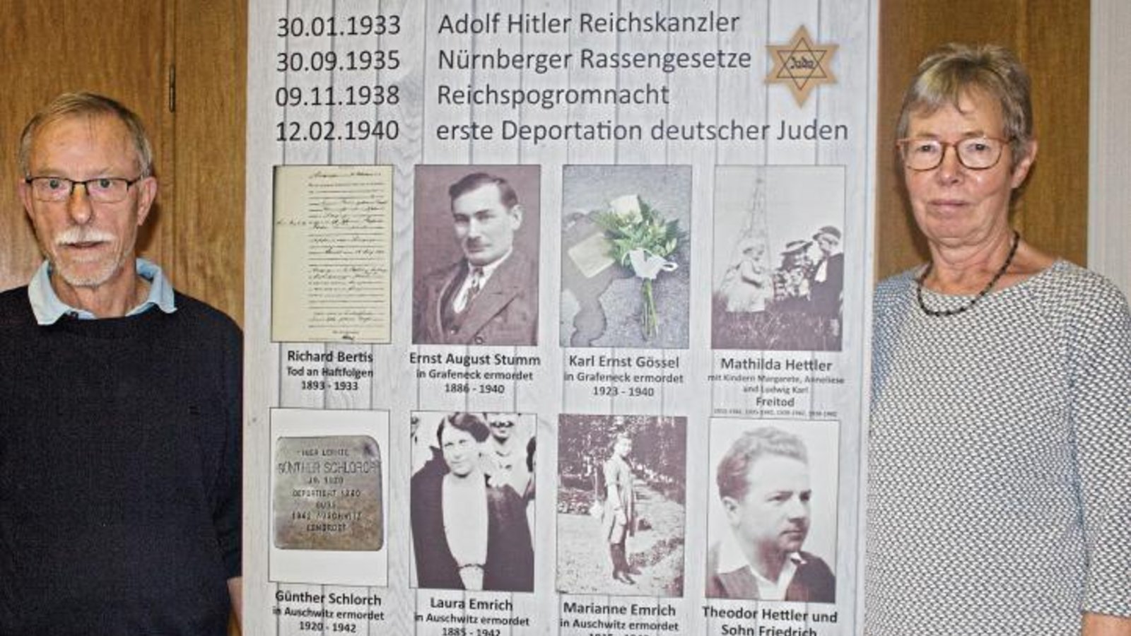 Bastian (links) und Bastian-Engelbert erinnern an die Schrecken des Nazi-Regimes.  Foto: sf