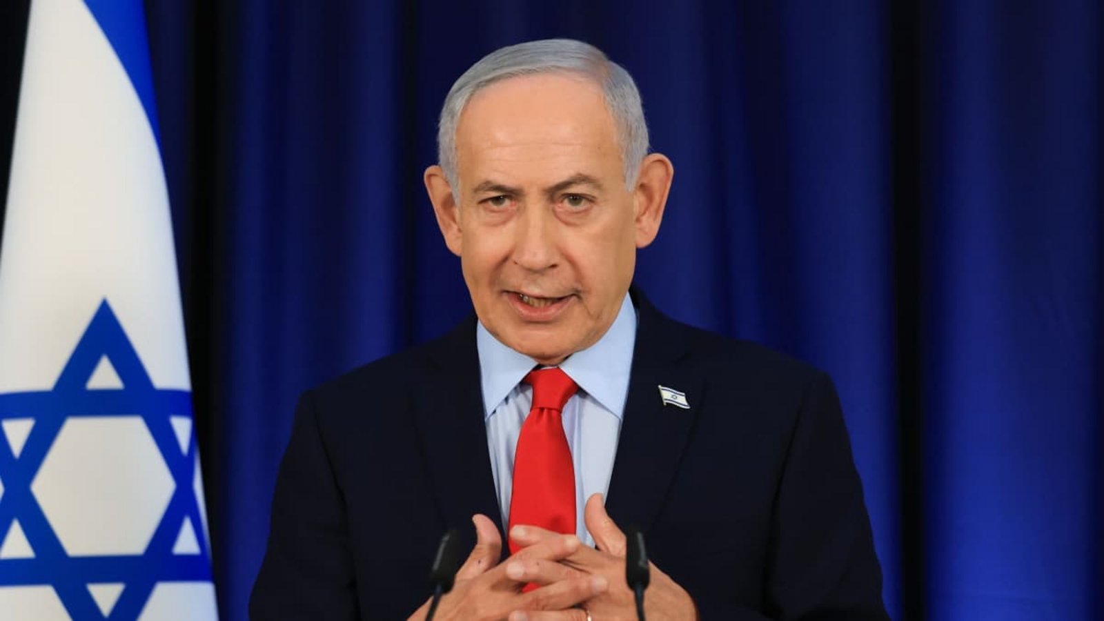 Israels Ministerpräsident Benjamin Netanjahu bei einer Pressekonferenz in Jerusalem. (Archiv)Ronen Zvulun/dpa Israels Ministerpräsident Benjamin Netanjahu bei einer Pressekonferenz in Jerusalem. (Archiv)Ronen Zvulun/dpa