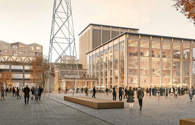 Hier treten Stadt und Land auf die Bremse: Die bei den Wagenhallen geplante Interimsspielstätte für die Oper.<span class='image-autor'>Foto: A+R Architekten/ NL Architects</span>