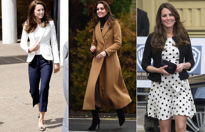 Drei Outfits, die kein Loch in den Geldbeutel reißen: Herzogin Kate trägt nicht nur Designermode.<span class='image-autor'>Foto: Imago</span>
