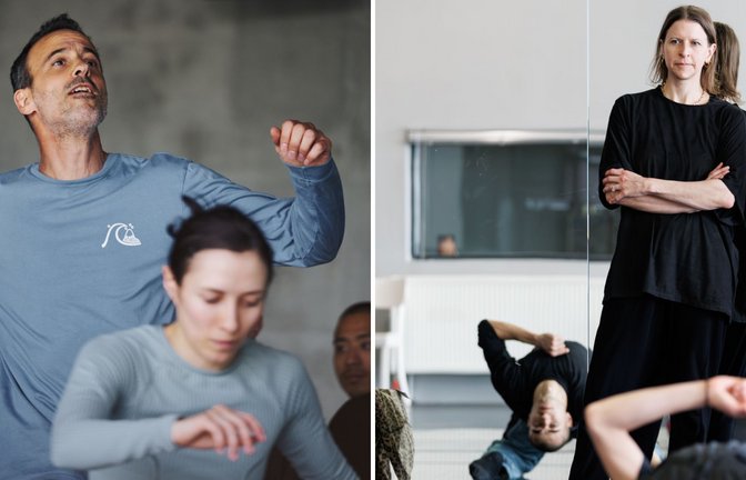 Sie suchen tanzenderweise im Auftrag von Gauthier Dance nach Glück und Unglück: die Choreografen Hofesh Shechter (links) und Aszure Barton bei Proben<span class='image-autor'>Foto: Carlos Quezada, Jeanette Bak</span>