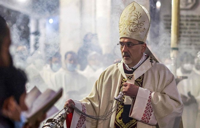 Kardinal Pierbattista Pizzaballa besuchte als erster Kirchenführer seit Kriegsbeginn den Gazastreifen (Archivfoto).<span class='image-autor'>Foto: AFP/EMMANUEL DUNAND</span>