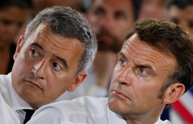 Irritiert: Innenminister Gerald Darmanin und Präsident Emmanuel Macron<span class='image-autor'>Foto: AFP/Ludovic Marin</span>