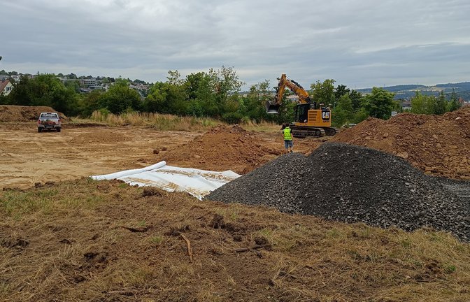Auf der Wiese wird geschafft. Foto: Arning