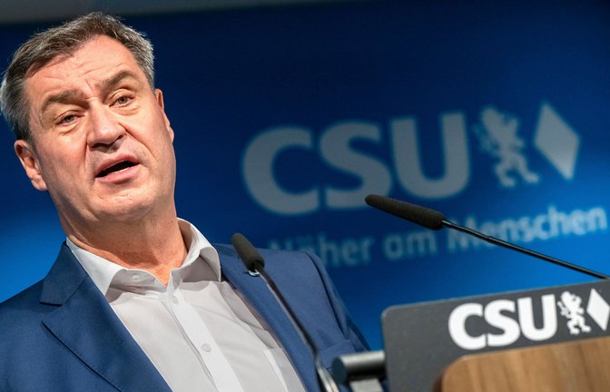 Zeigt sich zufrieden mit der „effektiven und schnellen“ ARbeit am Papier: Markus Söder (CSU)<span class='image-autor'>Foto: dpa/Peter Kneffel</span>