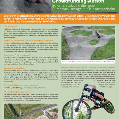 Crowdfunding für Pumptrack in Kleinsachensenheim