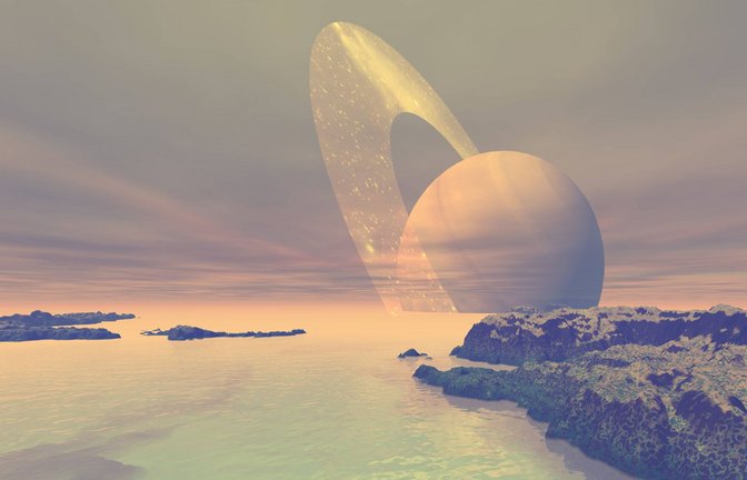 Der Ringplanet Saturn von seinem größten Mond Titan aus gesehen.<span class='image-autor'>Foto: Imago/Design Pics</span>