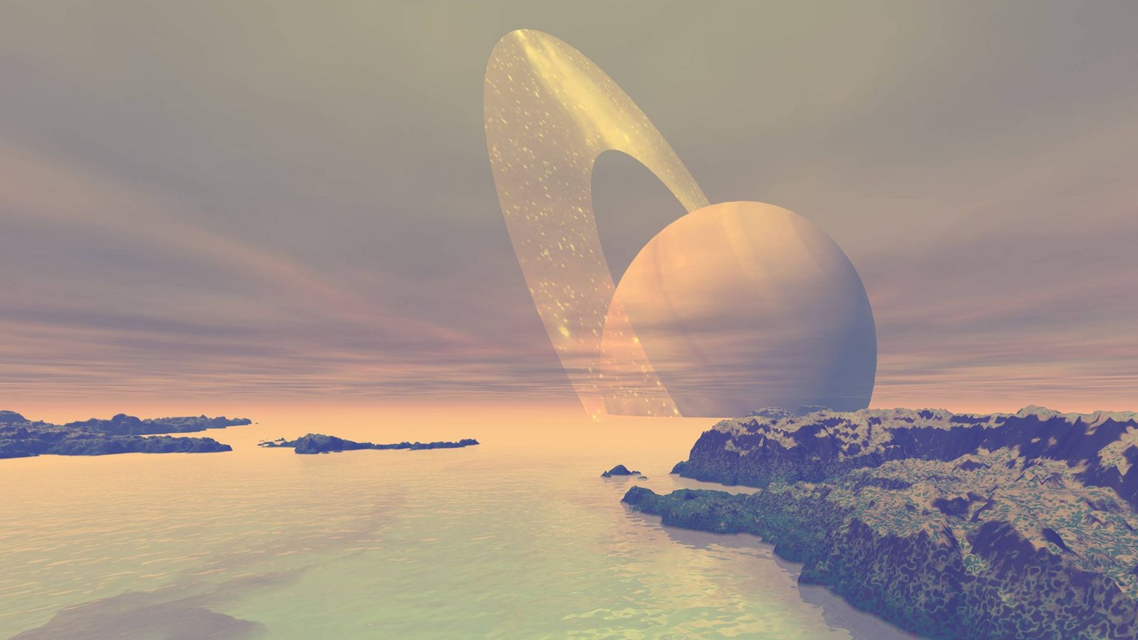 Der Ringplanet Saturn von seinem größten Mond Titan aus gesehen.Foto: Imago/Design Pics