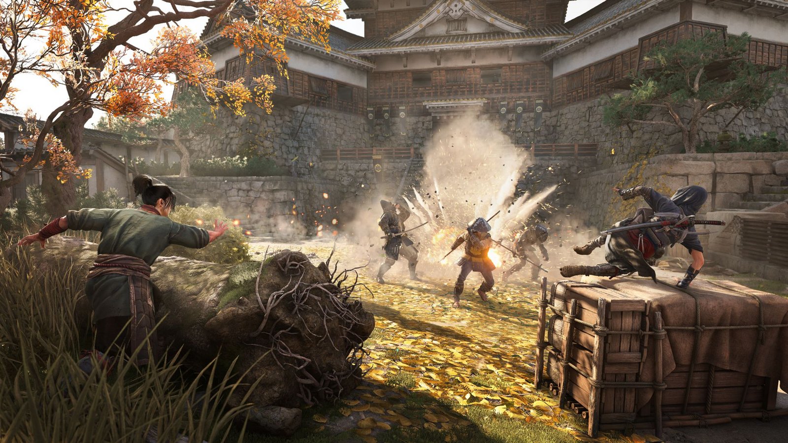 Mit Hilfsmitteln wie Rauchbomben sorgt Naoe für Verwirrung.Foto: Ubisoft/Ubisoft Mit Hilfsmitteln wie Rauchbomben sorgt Naoe für Verwirrung.Foto: Ubisoft/Ubisoft