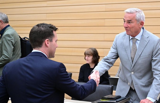 Die Tricks des Alten als Chance für den Neuen: CDU Fraktions- und Parteichef Manuel Hagel (li.) und Ex-Parteichef und  Innenminister Thomas Strobl.<span class='image-autor'>Foto: dpa/Bernd Weißbrod</span>