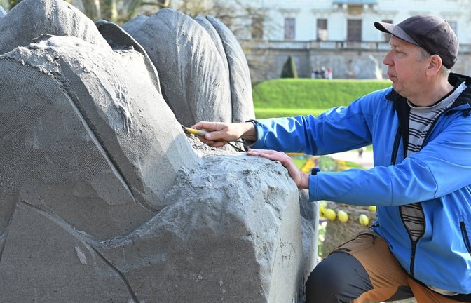 Die Besucher können Sandkünstler Jeroen van de Vlag bei der Arbeit erleben. <span class='image-autor'>Foto: p</span>