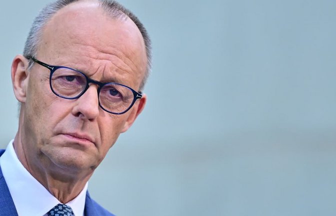 Bundeskanzler Friedrich Merz (CDU) während zu einer Pressekonferenz im Kanzleramt in Berlin zu personellen Veränderungen in Regierung und CDU.<span class='image-autor'>Sebastian Gollnow/dpa</span>