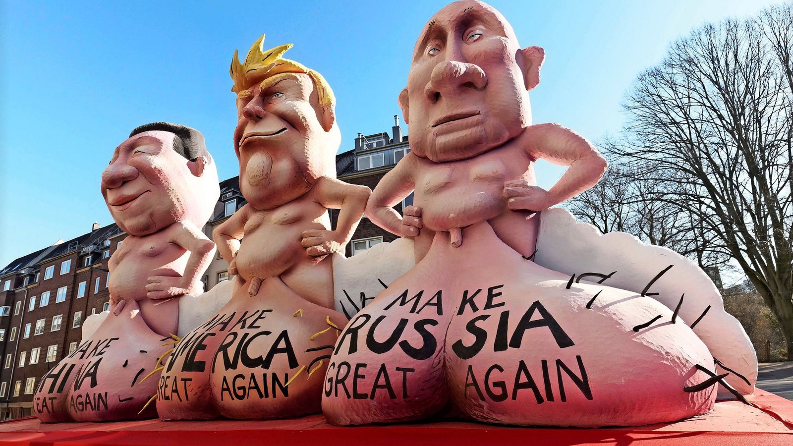 Die Autokraten Xi, Trump und Putin auf einem Mainzer Karnevalswagen – sie könnten von dem Buch der Macht noch manches lernen.Foto: imago/imagebroker Die Autokraten Xi, Trump und Putin auf einem Mainzer Karnevalswagen – sie könnten von dem Buch der Macht noch manches lernen.Foto: imago/imagebroker