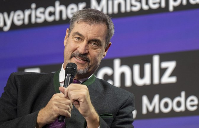 Markus Söder war bei der Eröffnung der Medientage München zu Gast.<span class='image-autor'>Foto: dpa/Peter Kneffel</span>